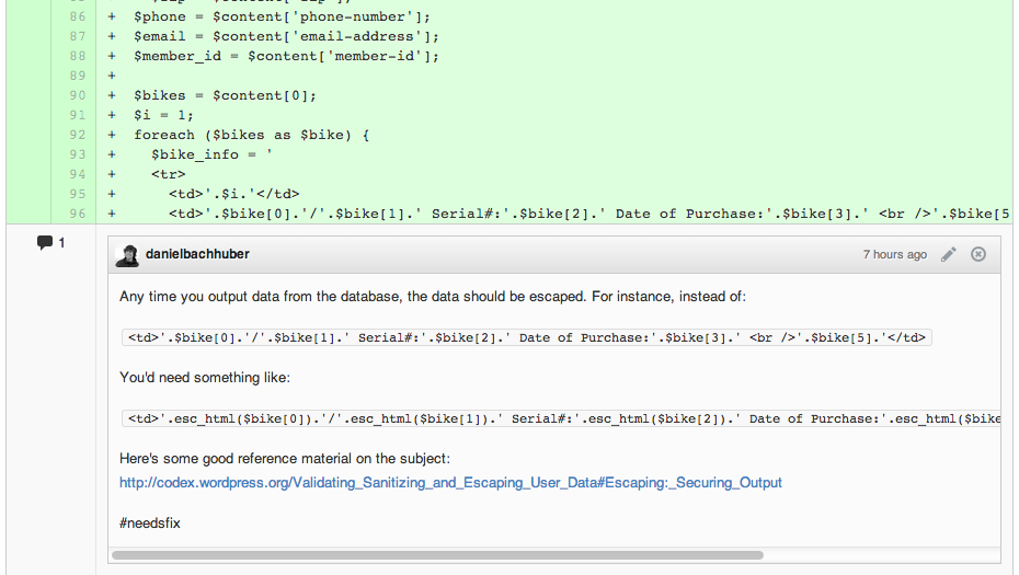 Escape data on output